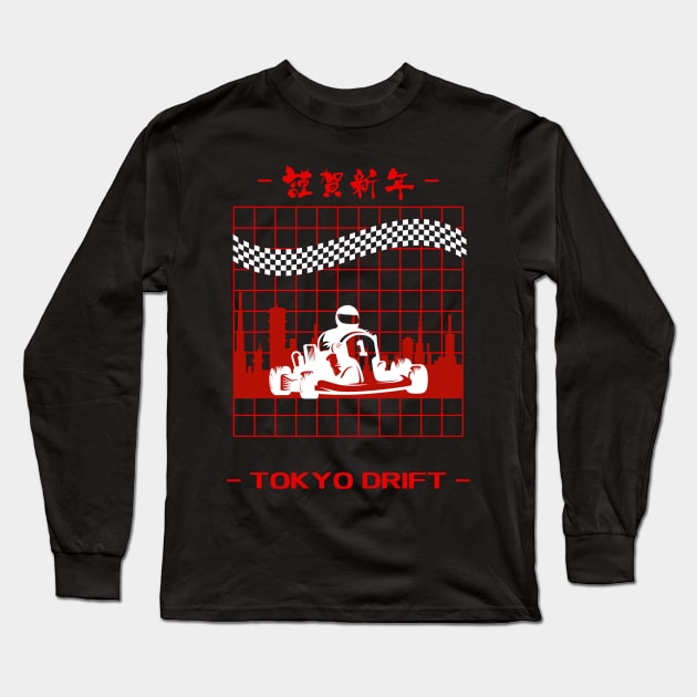 Tokyo Drift Karting Design Long Sleeve T-Shirt by JDJ Designs